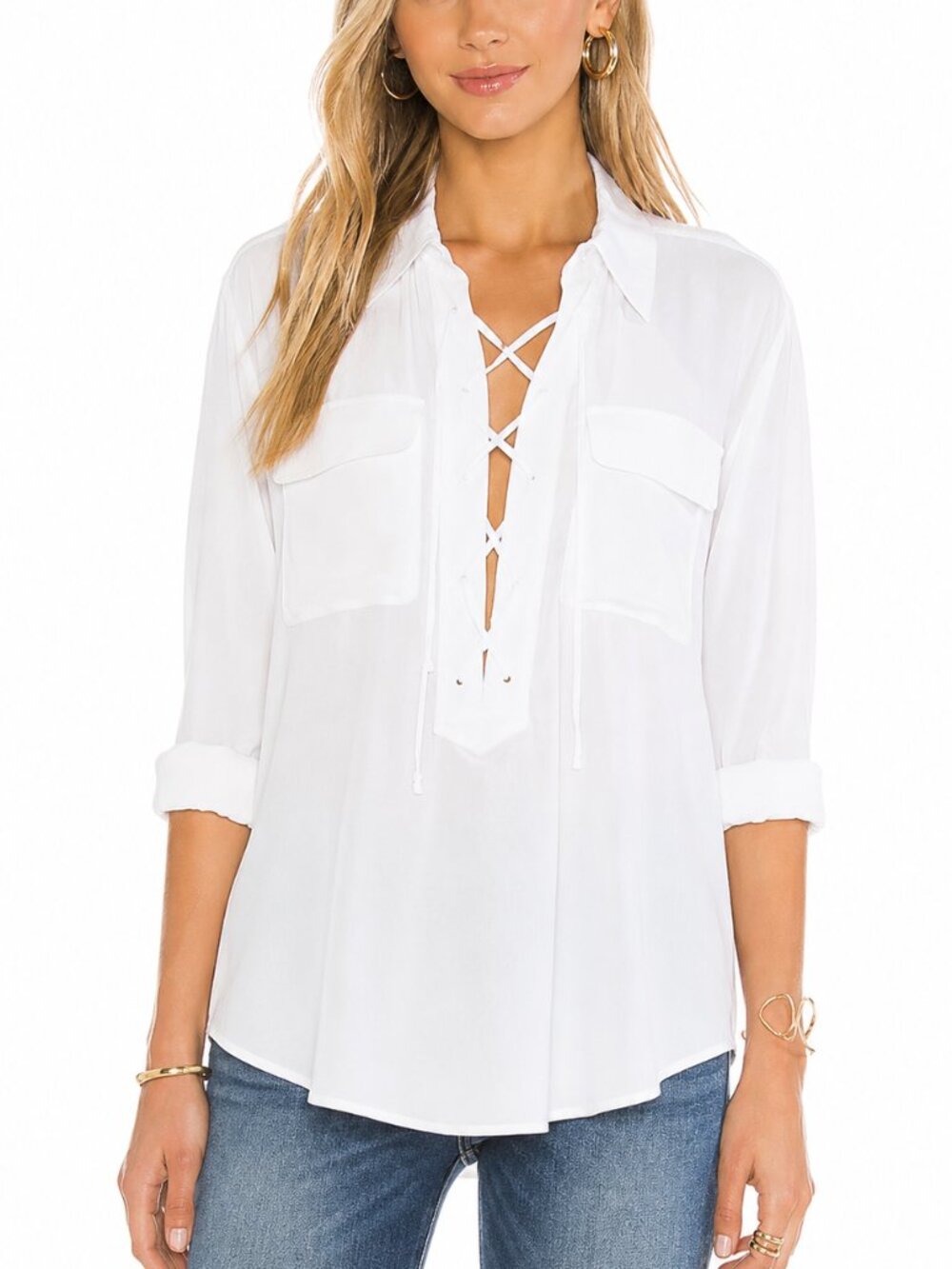 Equipment Knox Super Vintage Wash Linen Blouse in Bright White Small